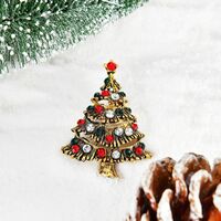 Christmas Ornament Christmas Festival Xmas Tree Color Crystal Pave Brooch Pin for Women Girls (61177097)