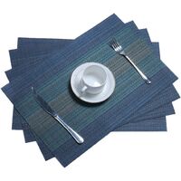 Placemats Set of 4 for Dining Table Woven Vinyl Placemat Kitchen Table Heat Insulation Non-Slip Table Mats Easy to Clean