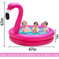 63" Inflatables Kiddie Pool for Toddler Infant Baby Pool Flamingo Blow Up Swimming Pool Indoor Outdoor Backyard Garden Water Games Party Toys Lounge Pit Ball Pool(63"x47"x 10")
