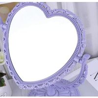 1 Pack Simple and Lovely Heart-Shaped Cosmetic Mirror Plastic Double-Sided Rotatable Dresser Mirror Lightweight Mirror Bathroom Bedroom Mirror （Four-Color） (Beige)