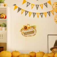 Fall Wall Decor, Front Door Wreath Decor, Prelit Hanging Pumkins Decorations with Lights, Autumn Wreaths for Home, Farmhouse, Office, for Harvest / Halloween / Christmas / Thanksgiving.