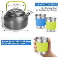 15pcs Camping Cookware Mess Kit, Non-Stick Lightweight Pot Pan Kettle Set with Stainless Steel Cups Plates Forks Knives Spoons for Camping, Backpacking, Outdoor Cooking and Picnic