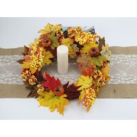 Fall Wreath, 16.5 Inch Autumn Front Door Wreath Fall Decorations with Maple Leaf Pumpkin Berry for Wall Window Decor and Thanksgiving Harvest Festival Celebration