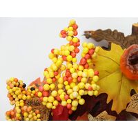 Fall Wreath, 16.5 Inch Autumn Front Door Wreath Fall Decorations with Maple Leaf Pumpkin Berry for Wall Window Decor and Thanksgiving Harvest Festival Celebration