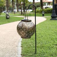 Solar Lantern Outdoor Waterproof Brighter Hanging Solar Light with Flower Patter, Retro Metal Solar Lamp for Table, Outdoor, Party,Garden,Yard,Patio
