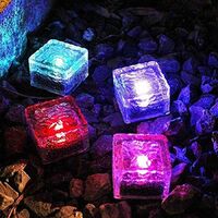 Solar Ice Cube Lights Solar Brick Light LED Landscape Light Crystal Brick Light Outdoor Path Lights Waterproof for Outdoor Garden Patio Yard Lawn Pool Decoration (Colorful, 4pcs)