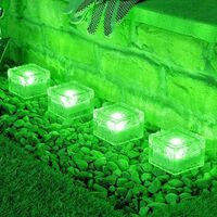 Solar Ice Cube Lights Solar Brick Light LED Landscape Light Crystal Brick Light Outdoor Path Lights Waterproof for Outdoor Garden Patio Yard Lawn Pool Decoration (Green, 4pcs)