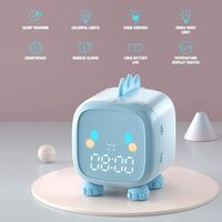 Dinosaur Alarm Clock for Kids Digital Clock for Kids with Wake Up Light for Girls and Boys. Cute Alarm Clock for Birthday Gift,Children's Day, Christmas (Pink and Blue) (Blue)