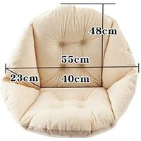 Chair Cushion with Backrest Seat Shell Armchair Soft Velvet Waterproof Elastic for Garden Straw Rattan Chair Beige 40 * 40 * 48cm