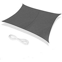 Rectangle Shade Sail 2 x 3 Meters Grey, Waterproof Canvas 95% UV Protection, for Outdoor, Garden & Patio, Lawn, Decking Pergola
