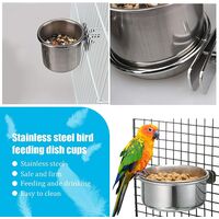 Bird Feeding Bowl, 2 Pieces Parrot Feeder Stainless Steel Bird Feeder, for Parrot Bird Water Feeder（Two Sizes 4.4cm/5.5cm）