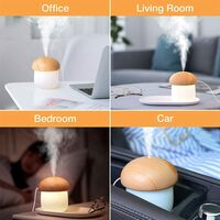 Mini Portable USB Humidifier 250ml Small Personal Travel Humidifier Essential Oil Diffuser with Night Light Ultra Quiet Auto Shut-Off for Baby Bedroom Car Office Plant Desk - White Oak (2022)