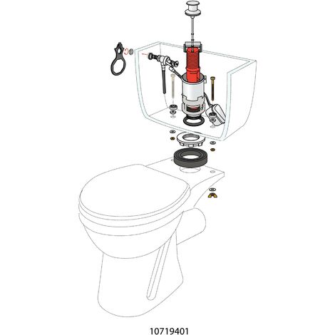 Wirquin 10724156 Chasse d'eau wc complète mécanisme wc double