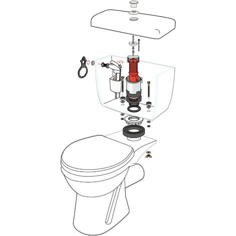 Wirquin 50719184 Mécanisme de chasse d'eau à câble pour WC suspendu, rouge  et blanc