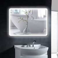 Badspiegel mit Beleuchtung - Badezimmerspiegel in 60 x 80 cm - Badspiegel LED mit umlaufendem Raumlicht, Filet