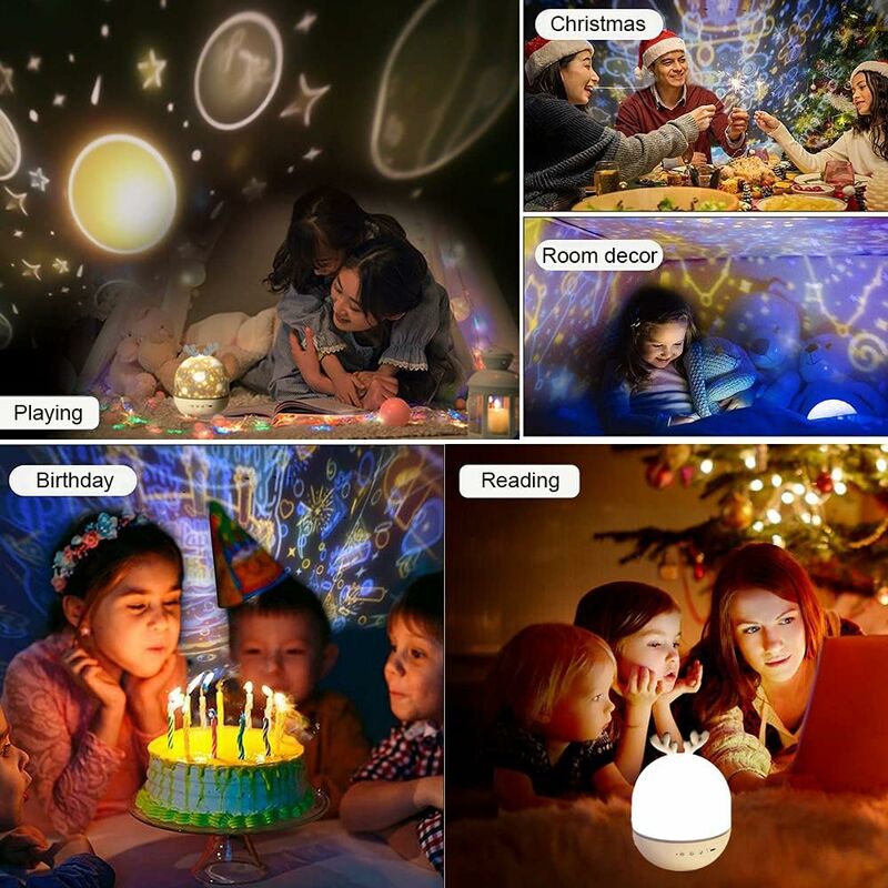 Anpro Luce del Proiettore di Musica per Bambini feste di compleanno Luci Notturne Proiettore Stelle Lampada con 16 colori e funzione di temporizzazione per dormire la notte dei bambini 