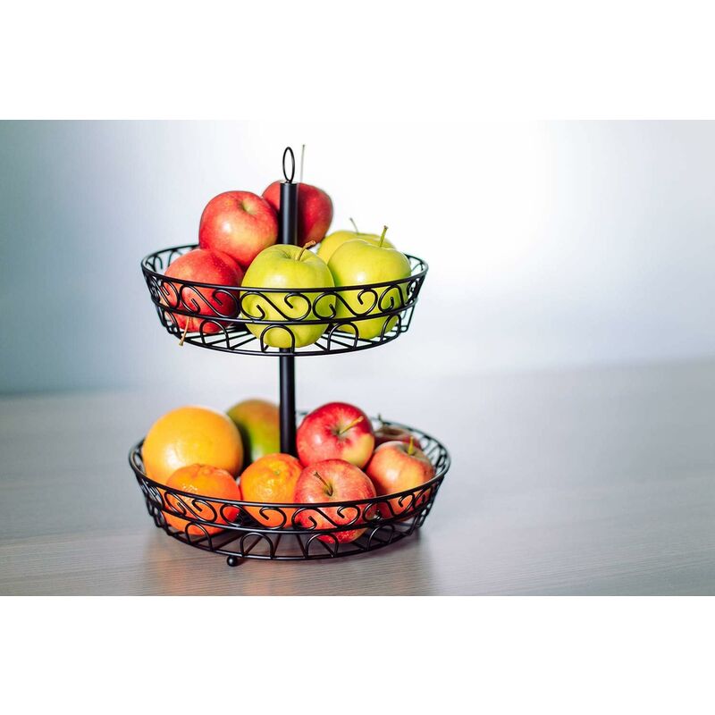 2 Pezzi Cesto di Frutta Geometrico in Filo Fruttiere Metallo Ciotole di Frutta Geometriche Cesto per la Frutta in Filo Metallico Grande Cesto di Frutta in Ferro per Riporre Frutta Verdura Pane 