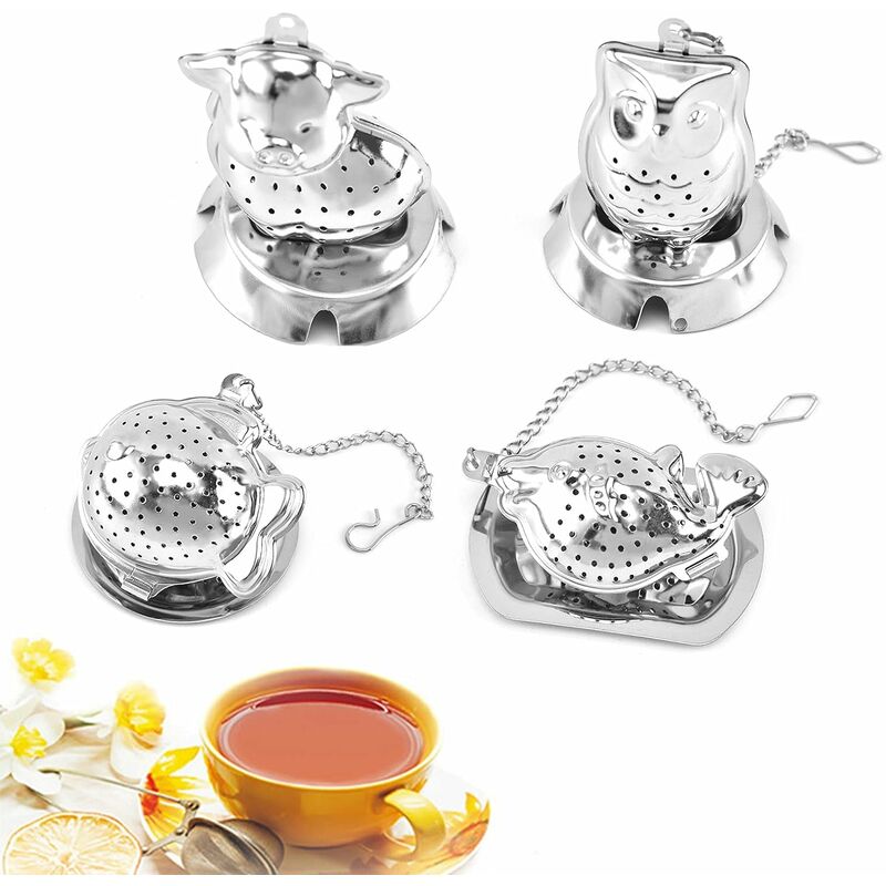 4 Pezzi Infusore a Sfera da tè 4cm Colino da tè in Acciaio Inossidabile 304 Infusori da Tè con Catena Gancio Infusore per Tè in Foglie Sfuse Filtro per Tisane Tè Sfuso Spezie e Condimenti 