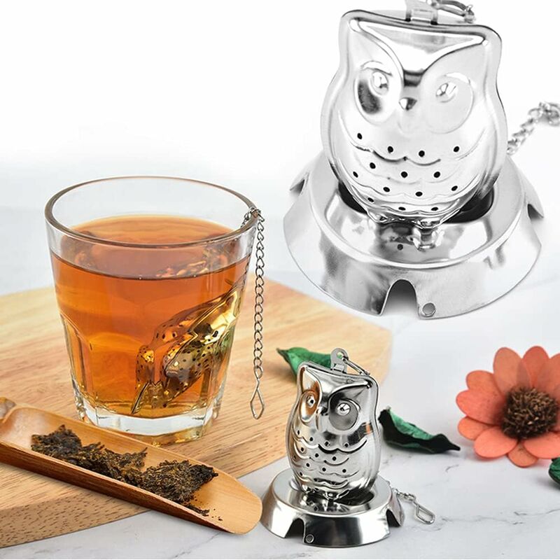 2 Pezzi Acciaio Inox Infusore Tèfiltro con Ciotola Rotonda per gocciolamento Cdemiy Colino da tè in acciaio inox per tè in foglie sfuse e spezie 