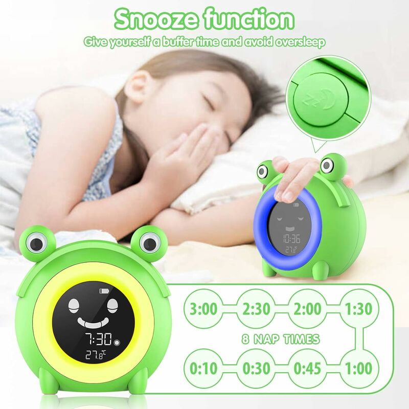 Sveglia per Bambini, Luce Sveglia per Bambini, Allenatore del Sonno, 3  Modalità 5 Suoni Naturali 5 Luci Colorate Regolabili Funzione Snooze  Lampada Sveglia, Camera da Letto per Bambini