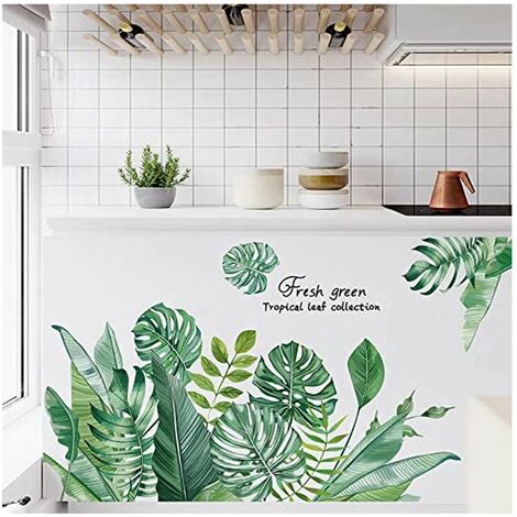 New Tropical Feuilles Plante verte Autocollants Muraux PVC Autocollant-Nursery Art Mural Décor 