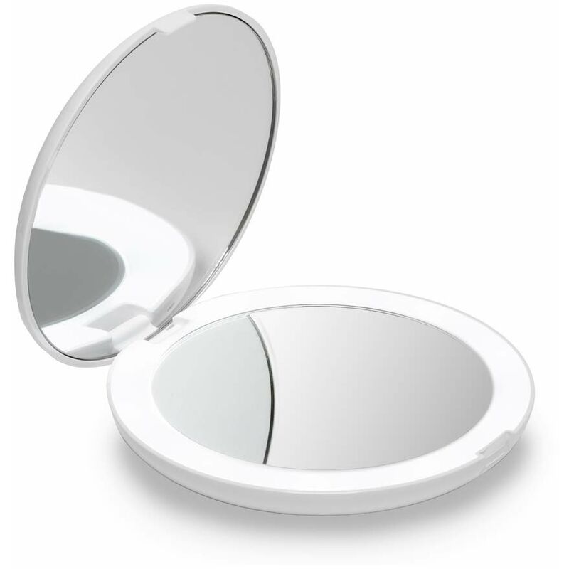  Biana Portatile LED Specchio per Trucco Compatto da Viaggio Pieghevole 1 x/10 x ingrandimento Specchio da Trucco Specchio per Il Bagno/Tavolo/Home Decorativo BAINA Vanity Mirror  