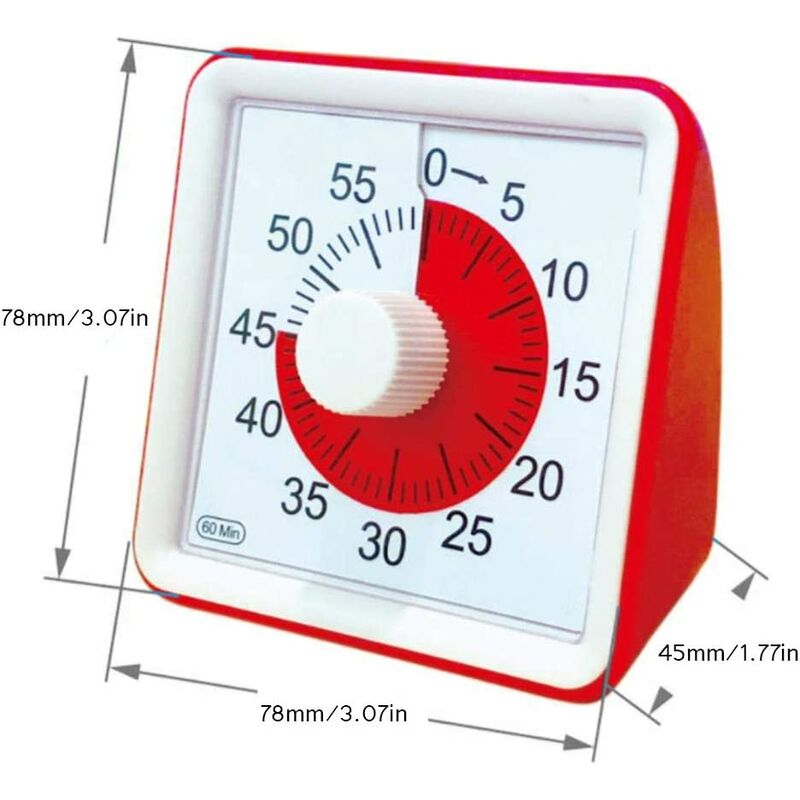 Yunbaoit strumento di gestione del tempo per bambini e adulti Red timer analogico visivo orologio con conto alla rovescia silenzioso 