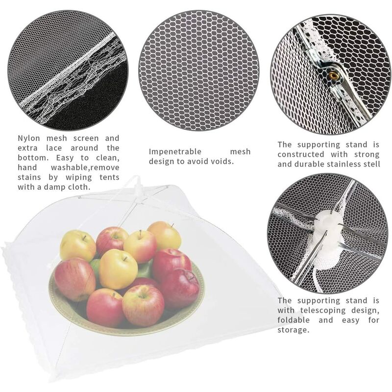 8 pezzi grandi pop-up rete copri-mosche per alimenti in rete ombrello per tenda da giardino riutilizzabili e pieghevoli zanzariera 