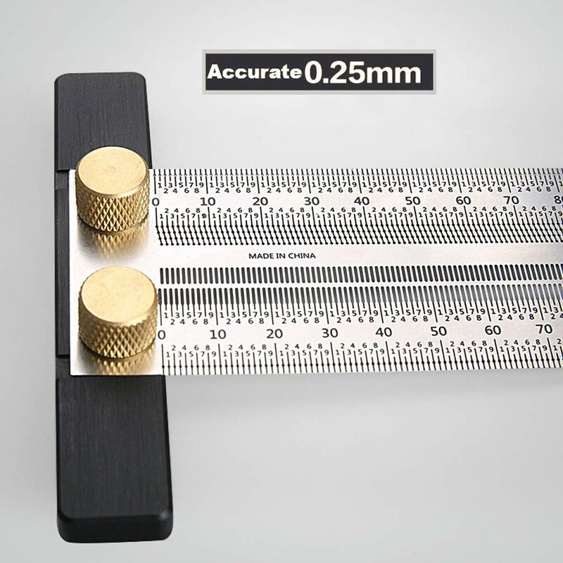 Precision marcatura T-Righello Scriber quadrato foro Gauge lavorazione del legno in Alluminio Lega 