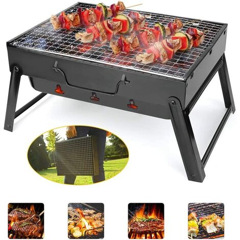 GRANDE Barbecue a carbonella portatile pieghevole in acciaio inox Grill Campeggio Picnic Cucina 