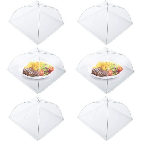Colore Bianco Pieghevole Confezione da 6 Pezzi Tenda per Cibo Ombrello per Alimenti Protezione da Insetti Protezione per Mosche 43 x 43 cm ECHILUCK 