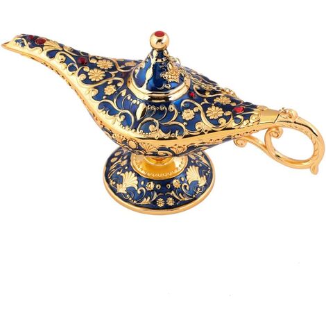 Luce dei Desideri in Metallo per la Decorazione della tavola della Festa Nuziale Domestica Oro Blu Baoblaze Lampada da Genio Magico di Aladino in Stile Vintage 