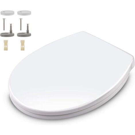 Standard O Forma Sedile WC con Chiusura Ammortizzata e Installazione Rapido Bianco Polietilene Tavoletta WC Facile da Smontare e Pulire Copriwater 