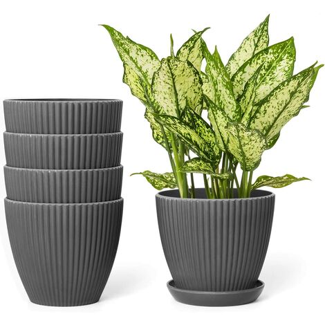 3 x pianta di grandi dimensioni color argento Pot Fioriera Giardino Vaso di fiori alto in plastica interni esterni 