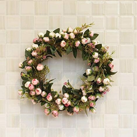 con ortensia con rose artificiali decorazione per la primavera decorazione per porta di casa matrimonio per tutto l'anno Ghirlanda per porta l'estate finestra 