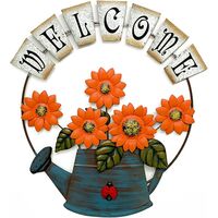 cartello di benvenuto per porta d'ingresso in metallo vintage farfalla girasole segno di benvenuto decorazioni per porte autunnali TETHYSUN 