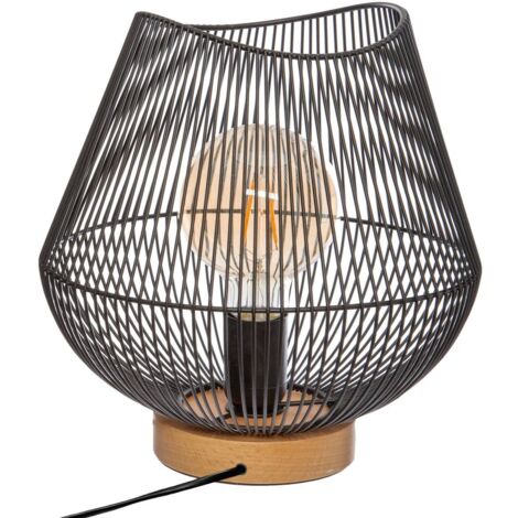 Atmosphera – Lampe à poser en métal filaire noir H 28 cm – Abat-jour ajouré pour ambiance chaleureuse – Compatible ampoule E27 jusqu'à 40W – Indice IP20