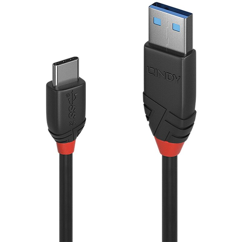 LINDY USB 3.1 Kabel Typ A/C 3A Black Line M/M 1m (36916)