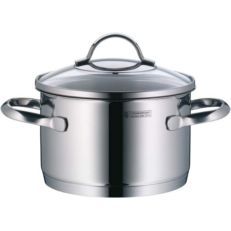 WMF Provence Plus Topfset Induktion 4-teilig, Kochtopf Set mit Glasdeckel, Cromargan Edelstahl poliert, Töpfe Set unbeschichtet, mit Stielkasserolle (1/5)