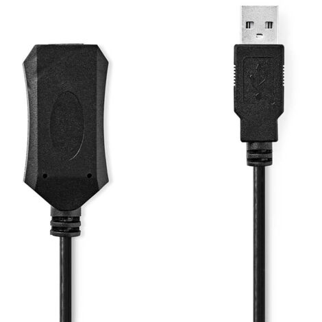 Nedis Aktive USB-Kabel / USB 2.0 / USB-A Stecker / USB-A Buchse / 480 Mbps / 5.00 m / Rund / Vernickelt / PVC / Kupfer / Label (1/2)