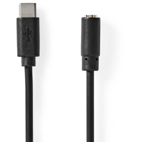Nedis USB-C™ Adapter / USB 2.0 / USB-C™ Stecker / 3.5 mm Buchse / 1.00 m / Rund / Vernickelt / PVC / Schwarz / Box (1/3)