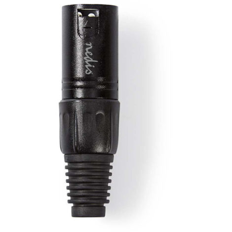 Nedis XLR-Anschluss / Gerade / Stecker / Vernickelt / Lötung / Kabeleingangsdurchmesser: 5.0 mm / Metall / Schwarz / 1 Stück / Plastikbeutel (1/4)