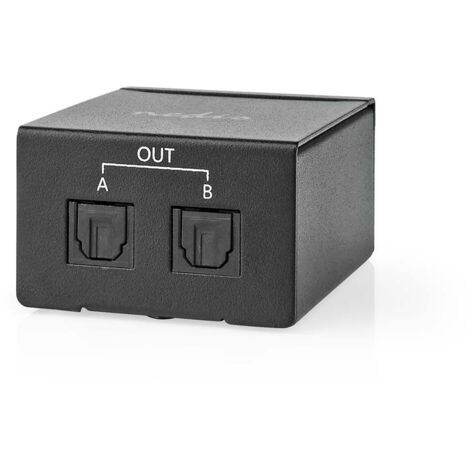 Nedis TosLink-Splitter / 2-Weg / Audio- / Video- / Dateneingänge: TosLink Female / Audio- / Video- / Datenausgänge: 2x TosLink / Druckknopf / Metall / Schwarz (1/5)