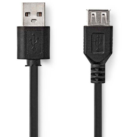 Nedis USB-Kabel / USB 2.0 / USB-A Stecker / USB-A Buchse / 18 W / 480 Mbps / Vernickelt / 1.00 m / Rund / PVC / Schwarz / Label (1/3)