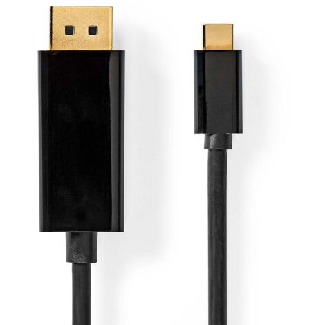 Nedis USB-C™ Adapter / USB 3.2 Gen 1 / USB-C™ Stecker / DisplayPort Stecker / 4K@60Hz / 2.00 m / Rund / Vergoldet / PVC / Schwarz / Box (1/4)