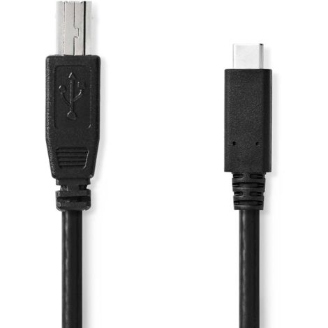 Nedis USB-Kabel / USB 2.0 / USB-C™ Stecker / USB-B Stecker / 480 Mbps / Vernickelt / 1.00 m / Rund / PVC / Schwarz / Label (1/2)