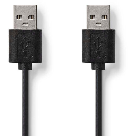 Nedis USB-Kabel / USB 2.0 / USB-A Stecker / USB-A Stecker / 480 Mbps / Vernickelt / 2.00 m / Rund / PVC / Schwarz / Label (1/3)