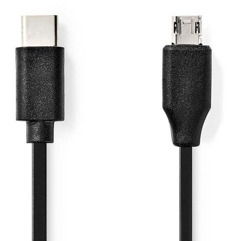 Nedis USB-Kabel / USB 2.0 / USB-C™ Stecker / USB Micro-B Stecker / 18 W / 480 Mbps / Vernickelt / 1.00 m / Rund / PVC / Schwarz / Label (1/3)