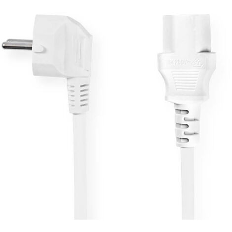 Netzkabel netzstecker stecker iec 320 c13 gewinkelt gerade vernickelt 300 m rund pvc wei etikett (1/3)