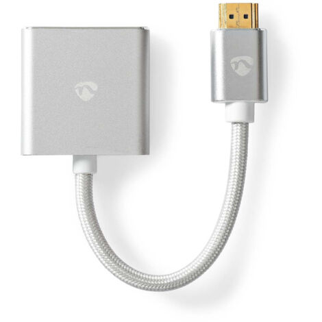 Nedis VGA-Adapter / HDMI™ Stecker / VGA Buchse / Vergoldet / Gerade / Aluminium / Stoff / Silber / Verpackung mit Sichtfenster (1/4)